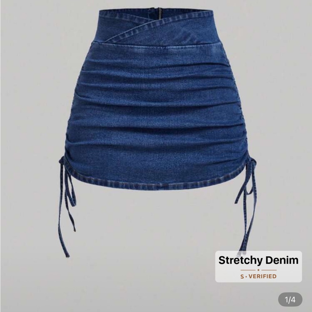 SHEIN Blue Ruched Mini Skirt